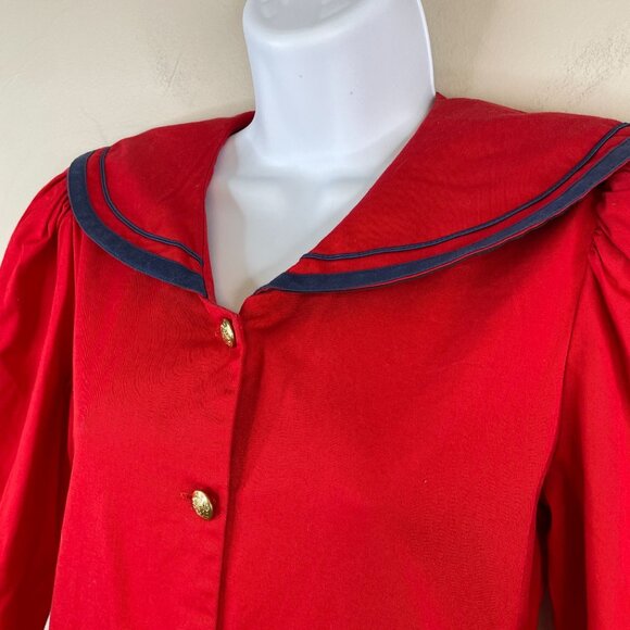 Vintage Sailor PinUp Dress 10 Petite Nautical Peplum Theater Costume Cosplay - Picture 7 of 12